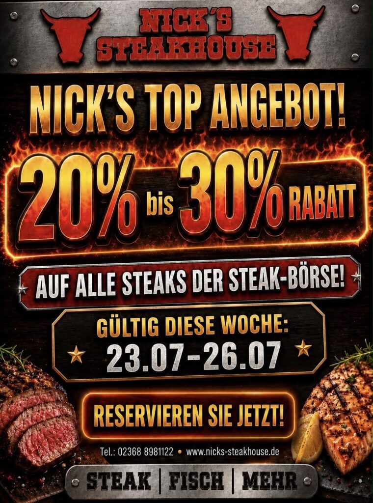 Angebot Steak Nick's Steakhouse Oer-Erkenschwick